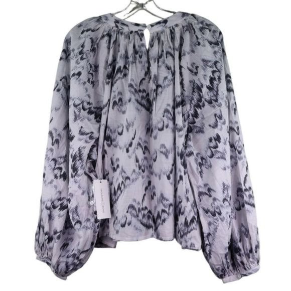 Treasure & Bond shirred neck Cotton top grey cloud camouflage size L NWT - Picture 6 of 8